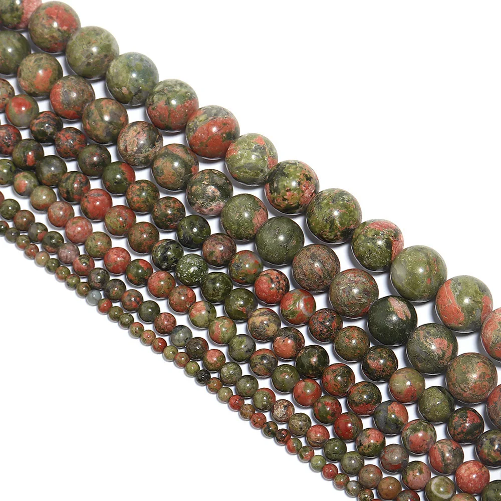 Бусины из натурального камня унакита 6/8/10/12 мм