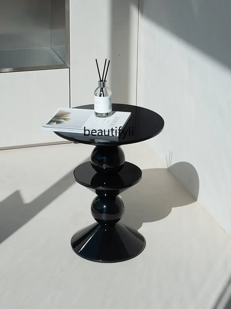 

lt Nordic Small Coffee Table/Living Room Retro Corner Table Simple round Balcony Home Small Apartment Tea Table