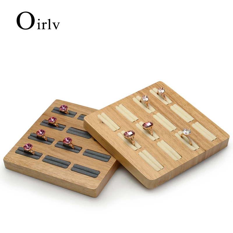 Oirlv New Wooden 12 Grid Ring Display Board 15*15*1.8CM Multi-Directional Jewelry Counter Display Stand Storage Jewelry Props