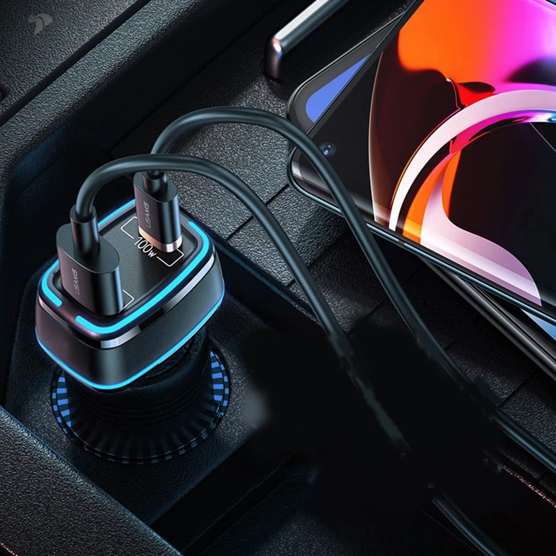 

Автомобильное зарядное устройство с двумя USB-портами, 80/105/120 Вт