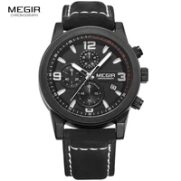 megir fashion watch top brand men quartz sport chronograph watches mens casual waterproof army leather clock relogio masculino