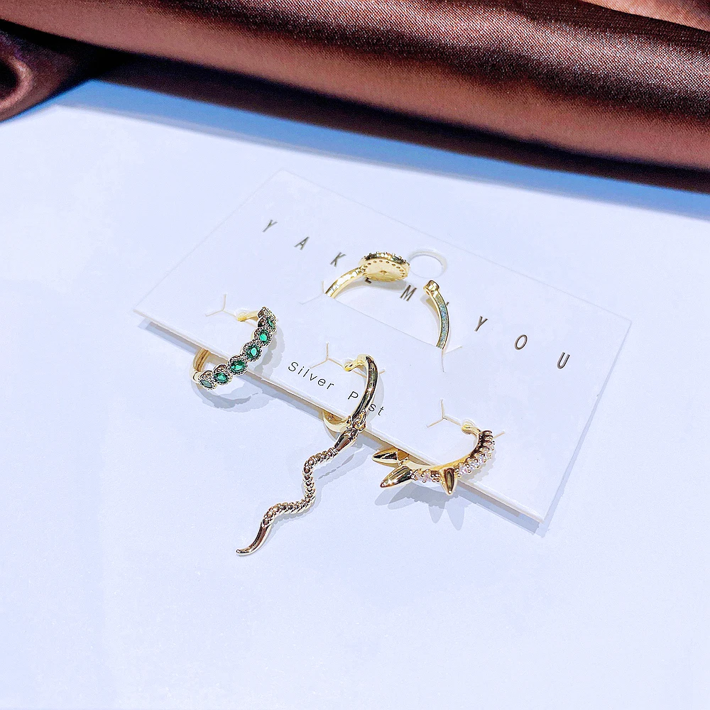 Модные ювелирные украшения 4 шт. змея цвет зеленый искусственный Цирконий звезда