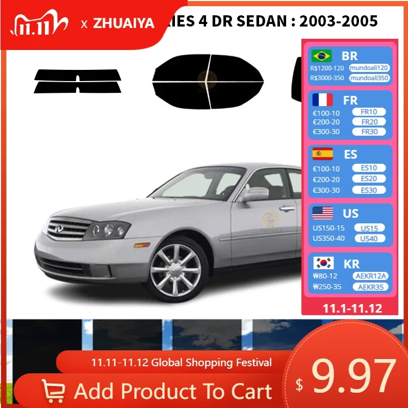 

Нанокерамическая Автомобильная УФ-пленка Precut для окна, автомобильная пленка для окна INFINITI серии M 4 DR SEDAN 2003-2005