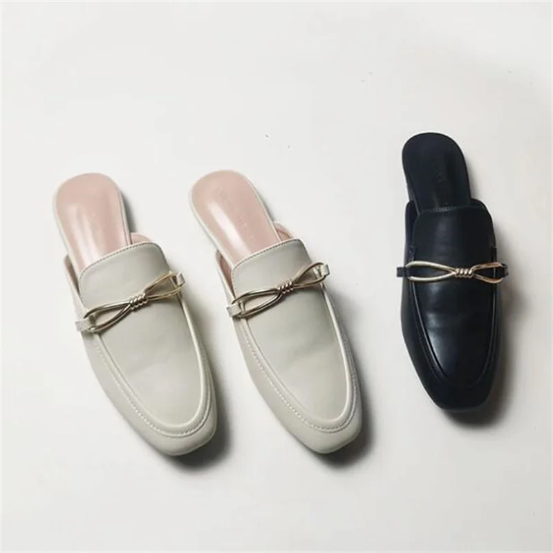 Мюли искусственного интеллекта gudcha Damodos para mujer zapatos planos con hebilla