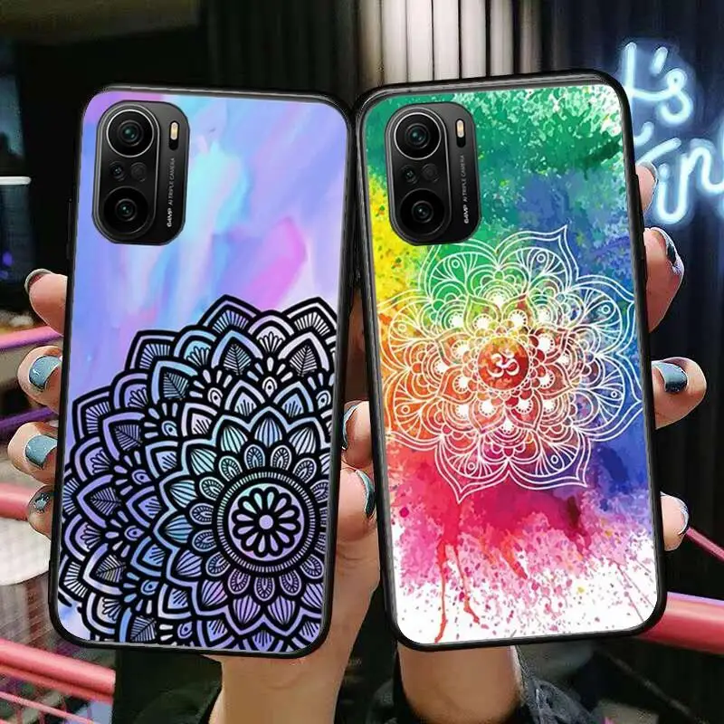 

Retro Mandala Flower Phone Case For xiaomi redmi POCO F1 F2 F3 X3 Pro M3 9C 10T Lite NFC Black Cover Silicone Back Prett mi 10 u