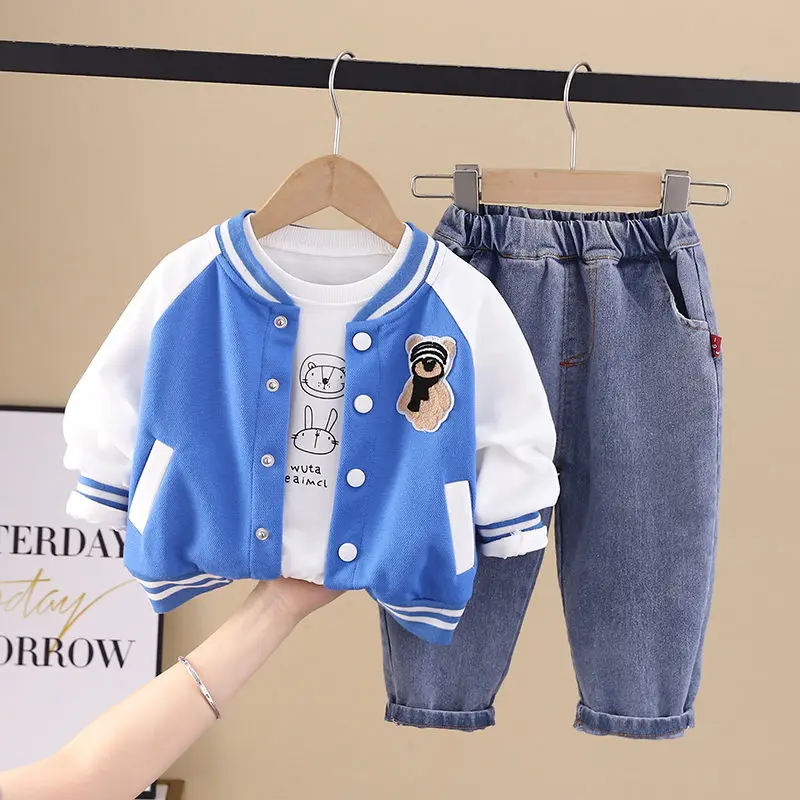 

Spring Children Wear Baby Boy Cotton Cartoon Printing Coat T-shirt Pants 3Pcs/Set Infant Outfit Kids Fashion Toddler Tracksuits