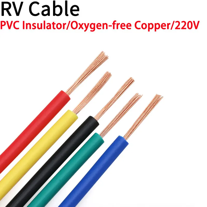 

5 Meters Sq 0.3 0.5 0.75 1 1.5 mm RV Fine Wire PVC Insulated Bare Copper Cable 220V Speaker Power Led Electric Electrical Wire