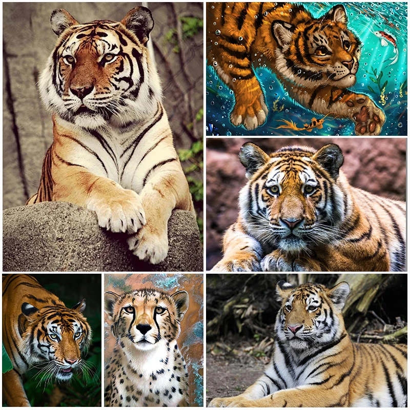 

Алмазная живопись 5D с изображением тигра, набор для алмазной вышивки «сделай сам», вышивка крестиком, ручная работа, стразы, украшение для д...