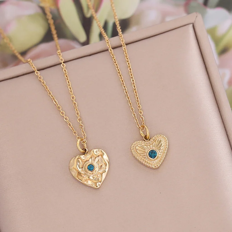 

Bohemia Stainless Steel Zircon Heart Necklace for Women Choker Necklaces Clavicular Neck Chain Necklet Fashion Jewelry Gifts