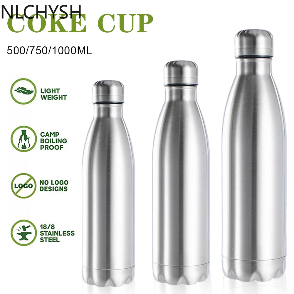 

Портативная уличная бутылка для воды, 500/750/1000 мл, герметичная Вакуумная бутылка из нержавеющей стали для пищевых продуктов с одной стенкой, ...