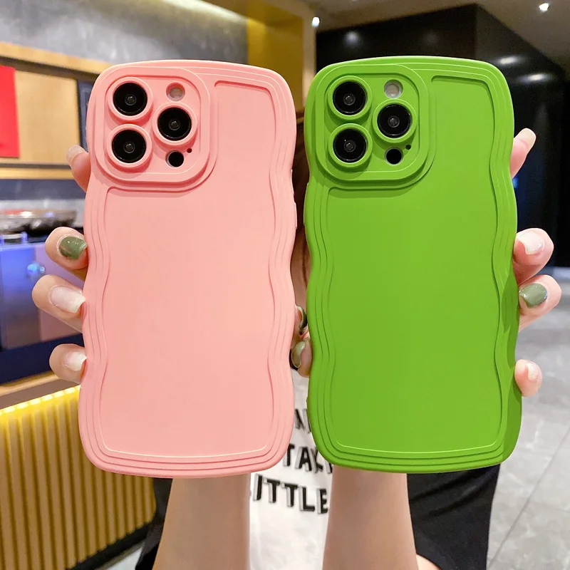 

For iPhone 14 Soft Liquid Silicone Cute Curly Wavy Case for iPhone 13 12 11 14 Pro X XR XS Max 7 8 plus SE2022 2020 Cover Coque