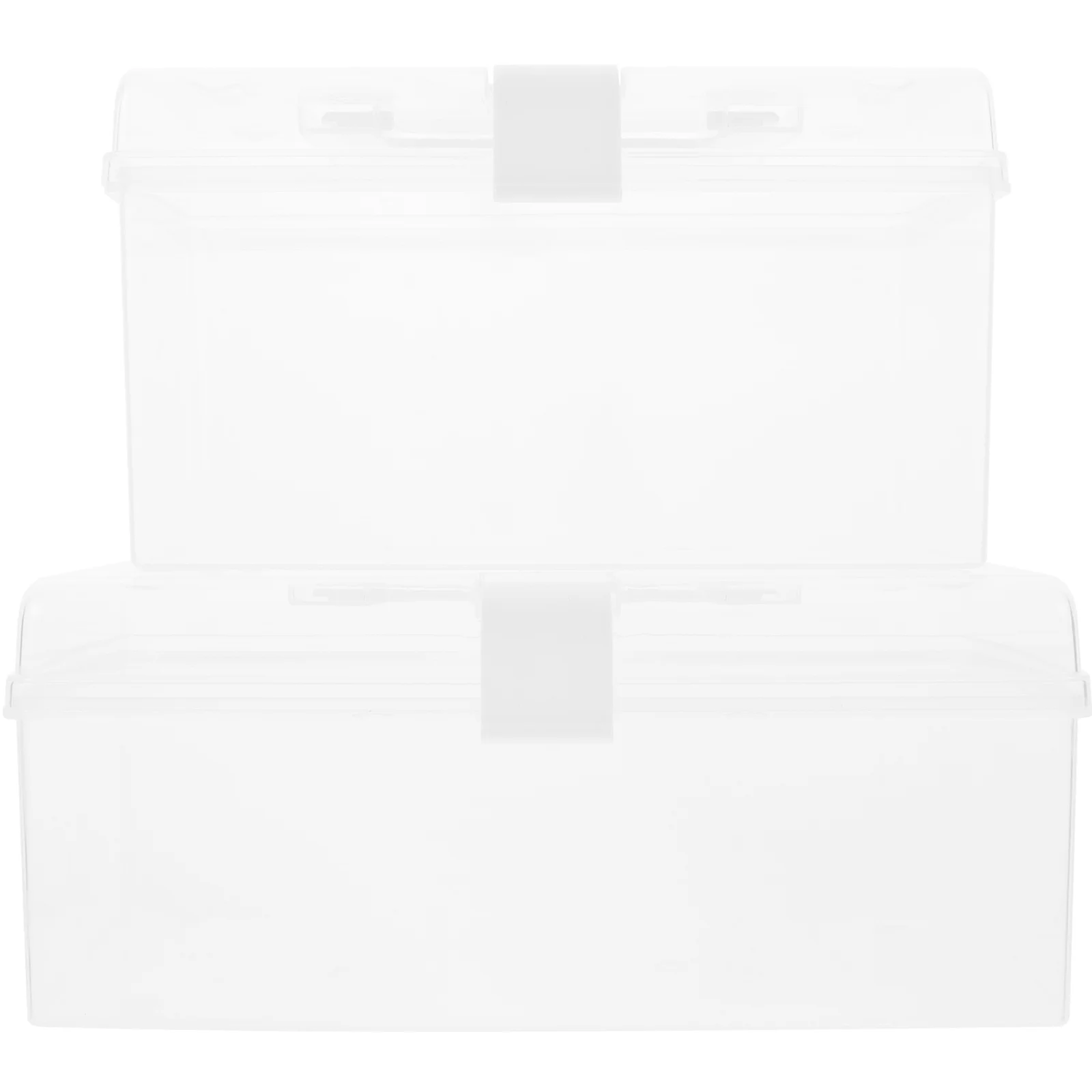 

2 Pcs Portable Storage Box Organizer Lid 22X11.5X9.5CM Transparent Plastic