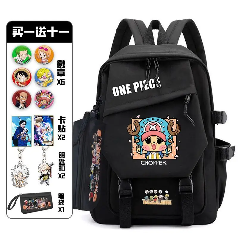 

Цельный рюкзак чоппер с обезболивающим пакетом, набор значков, рюкзак с аниме-сумкой, водонепроницаемая школьная сумка для подростков, Студенческая книга для путешествий для девочек и мальчиков