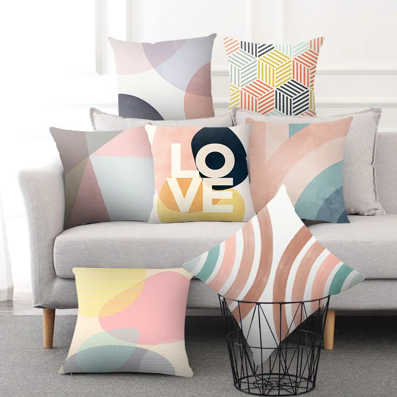 

Decorative Color Round Pillow Cases Elife 45*45cm Geometry Cushion Cover Polyester Cotton Home Decor Car Sofa Throw Pillowcase