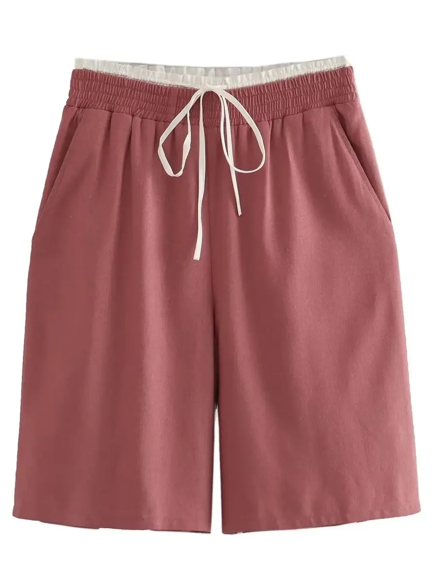 

MYIT 2023 Новые Летние Женские однотонные повседневные винтажные милые свободные шорты с карманами