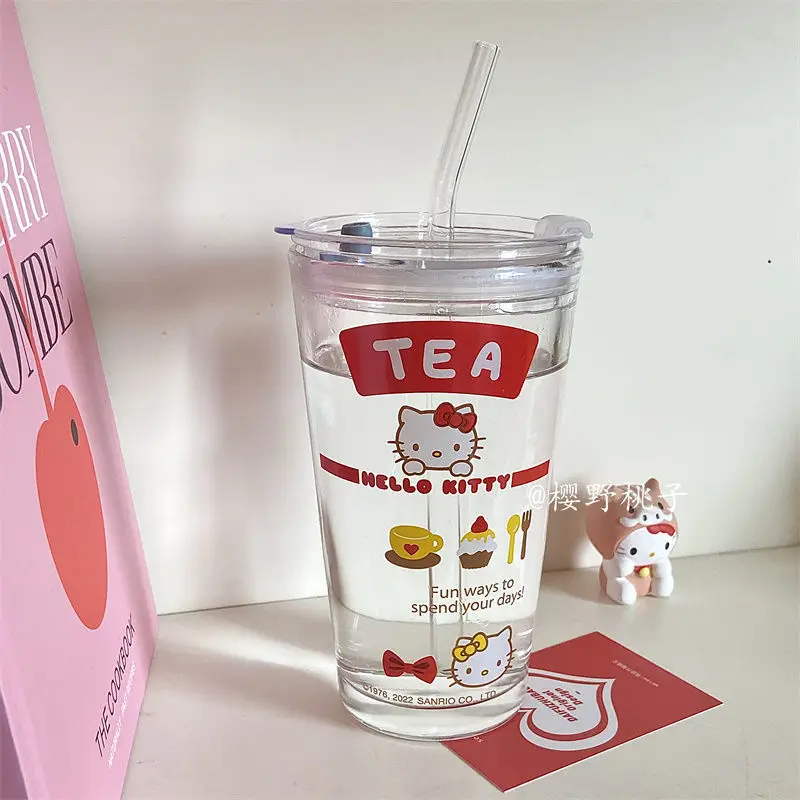 Hello Kitty Glass Straw Cup