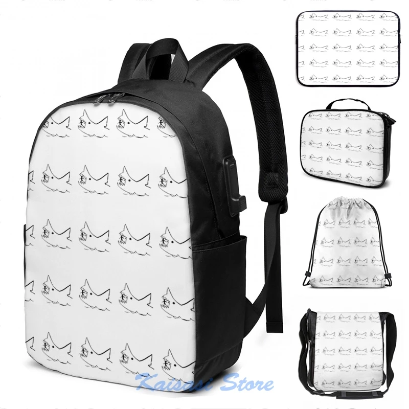 Funny Graphic print Jaws(3) USB Charge Backpack men School bags Women bag Travel laptop | Unisex Backpacks
