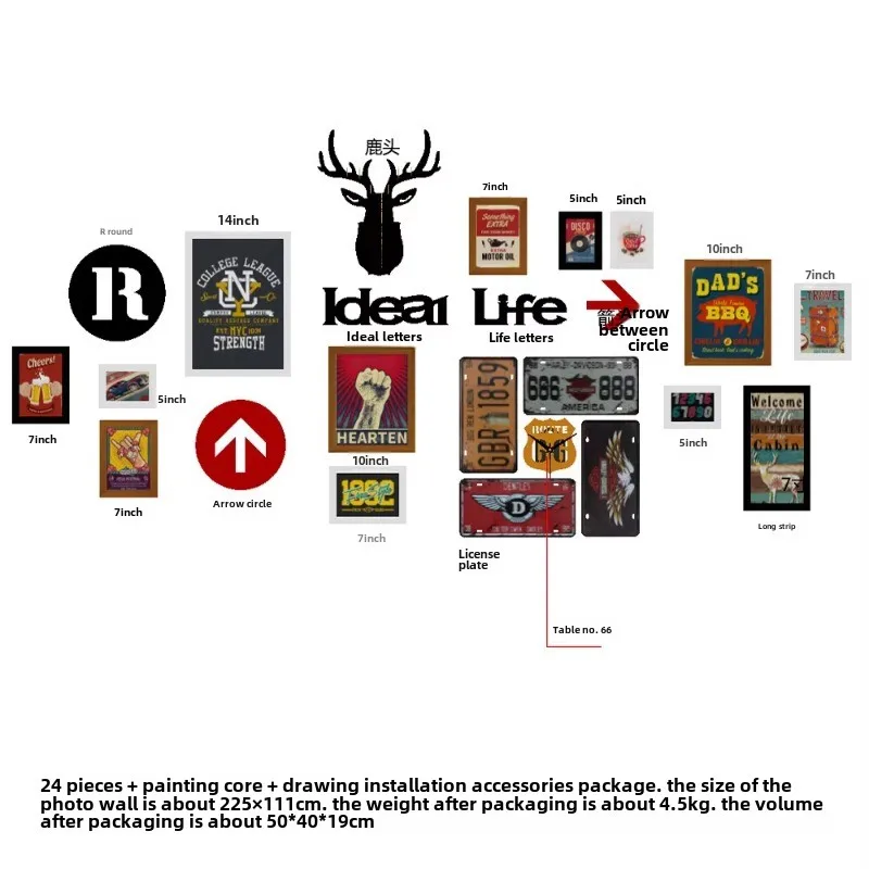 Промышленное светодиодное настенное искусство набор фоторамок с подсветкой