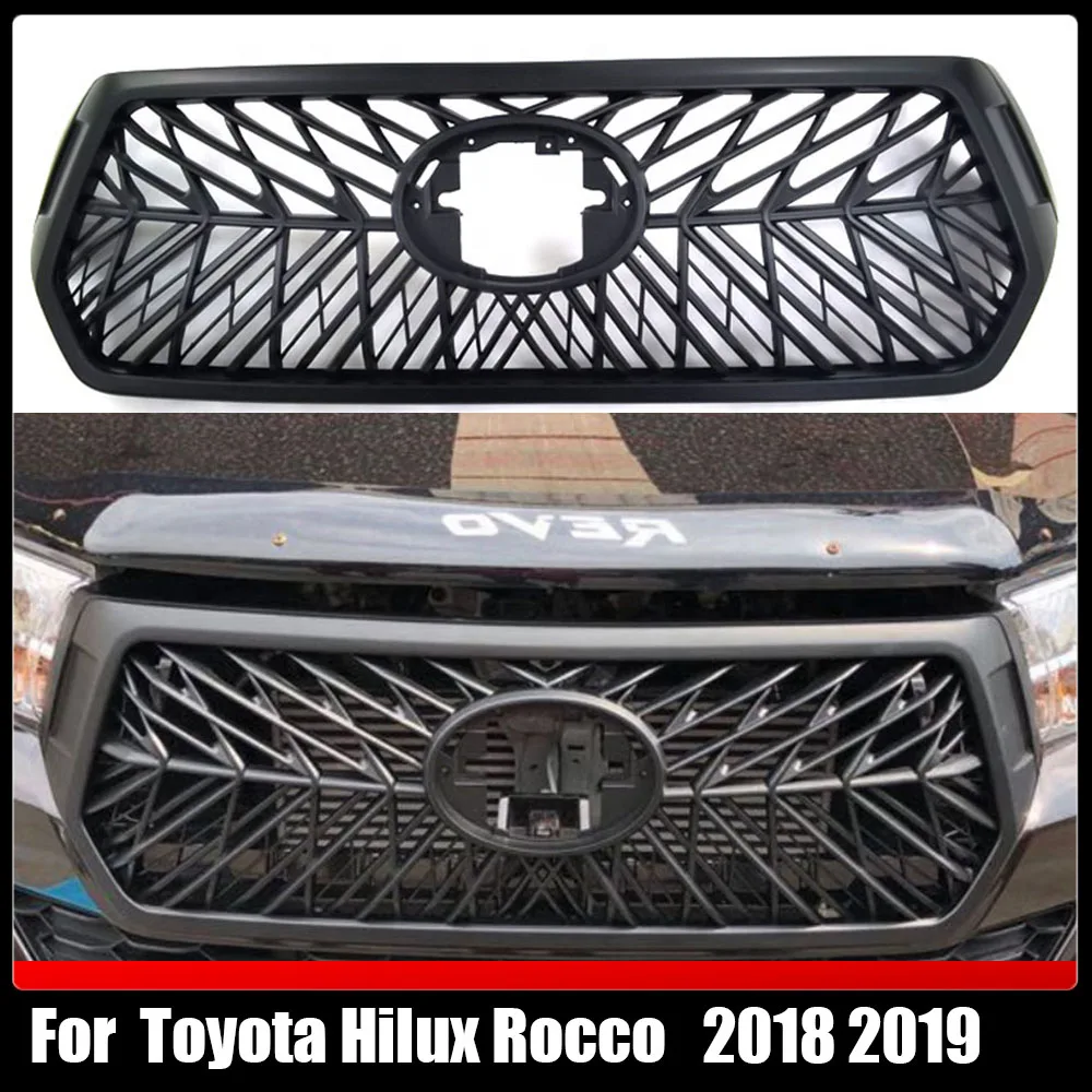 

Car Accessories Modified ABS Racing Grill Front Bumper Mask Mesh Cover Front Grills Grille For Toyota Hilux Rocco 2018 2019