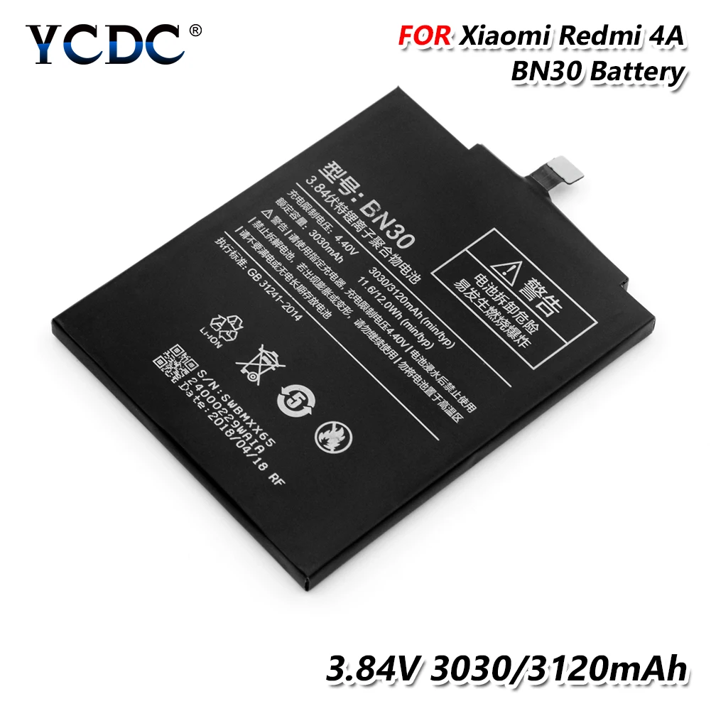 

3,84 V 3120mAh BN30 BN-30 аккумуляторная батарея для телефона Xiaomi Redmi 4A 3,84 V 3120MAH BN 30 батарея для замены сотового телефона