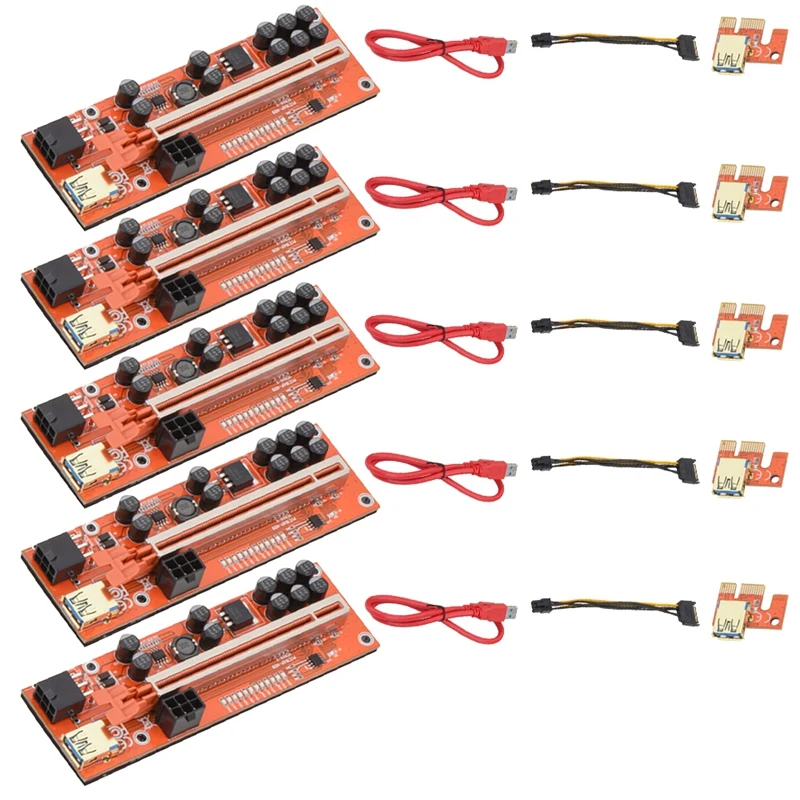 

Видеокарта VER 010X PCI-E 1X до 16X с 10 твердыми конденсаторами/светодиодной фотокартой для майнинга биткоинов