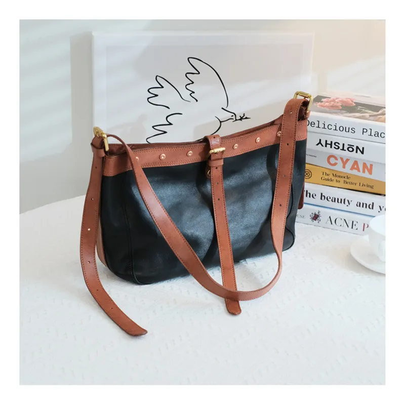 PNDME casual luxury genuine leather ladies  messenger bags outdoor travel designer natural real cowhide women's shoulder bag