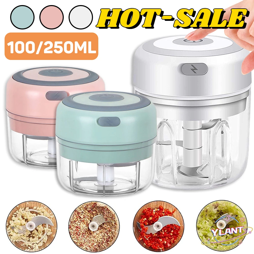

100/250mL Mini Electric Garlic Chopper USB Charging Ginger Masher Machine Sturdy Durable Chili Vegetable Crusher Kitchen Tool