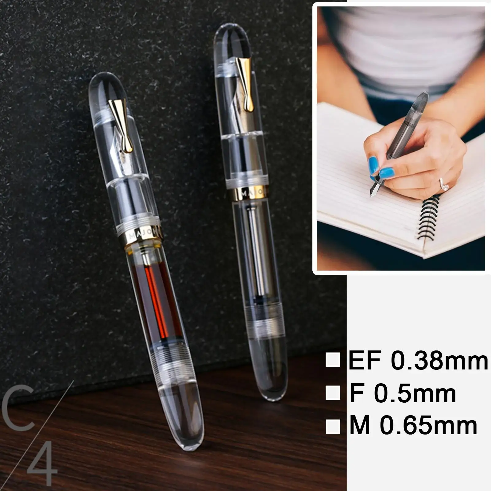 

Ручка перьевая Прозрачная с наконечником, 0,38 мм, 0,5 мм, 0,65 мм, F1P0