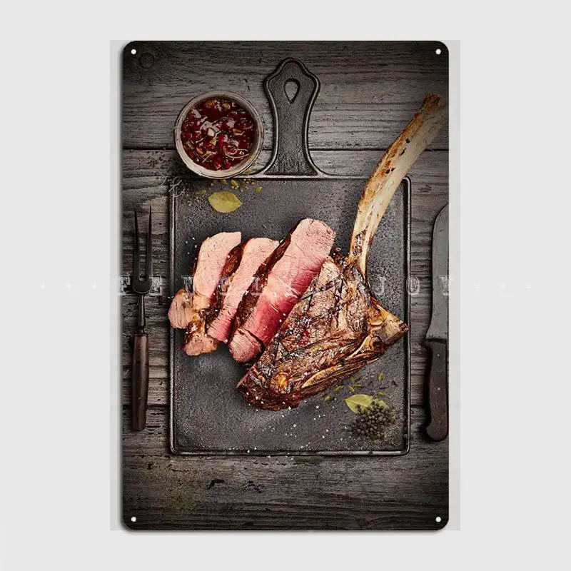 

Medium Rare Grilled Steak Poster Metal Plaque Club Party Mural Funny Plaques Tin Sign Poster