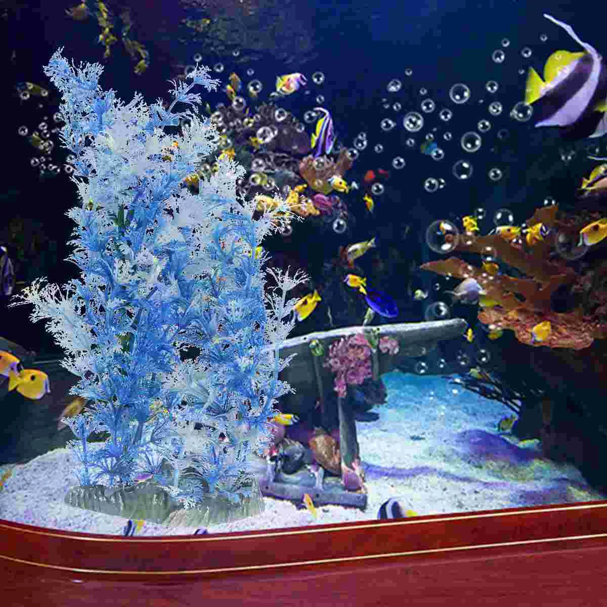 

Aquarium Tank Artificial Decorations Simulation Decor Tall Aquatic Water Decoration Tanks Accessories Large Blue Ornament