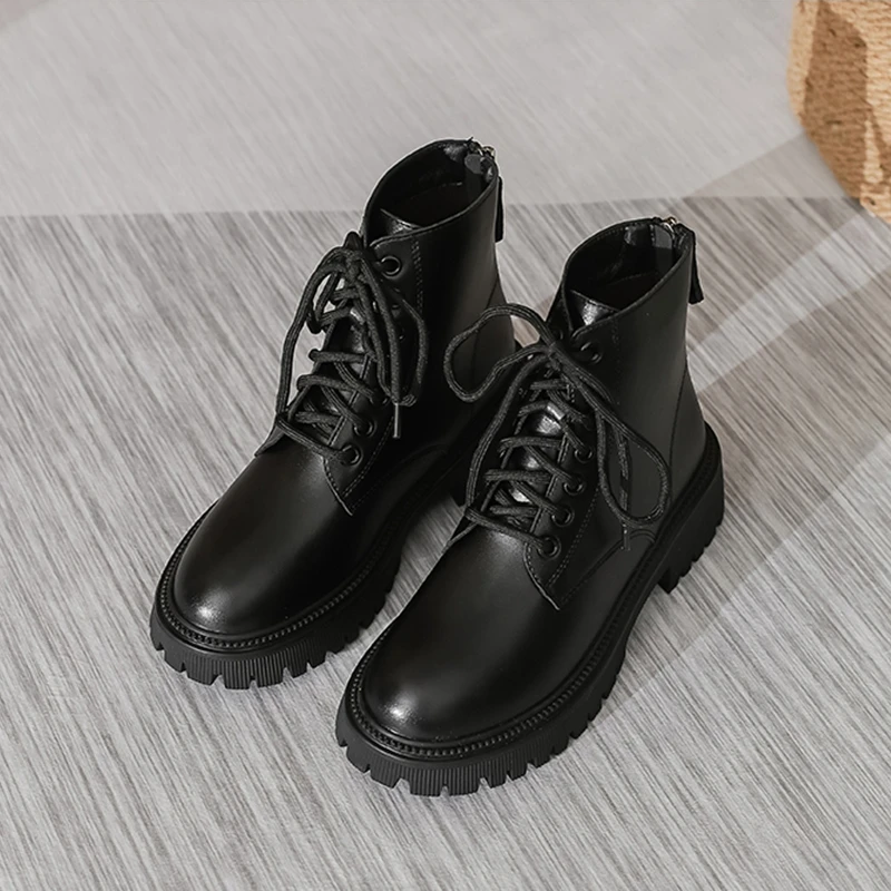 

2022 новые модные женские ботильоны из искусственной кожи зимняя женская обувь на устойчивом каблуке модные повседневные Ботильоны размер ...