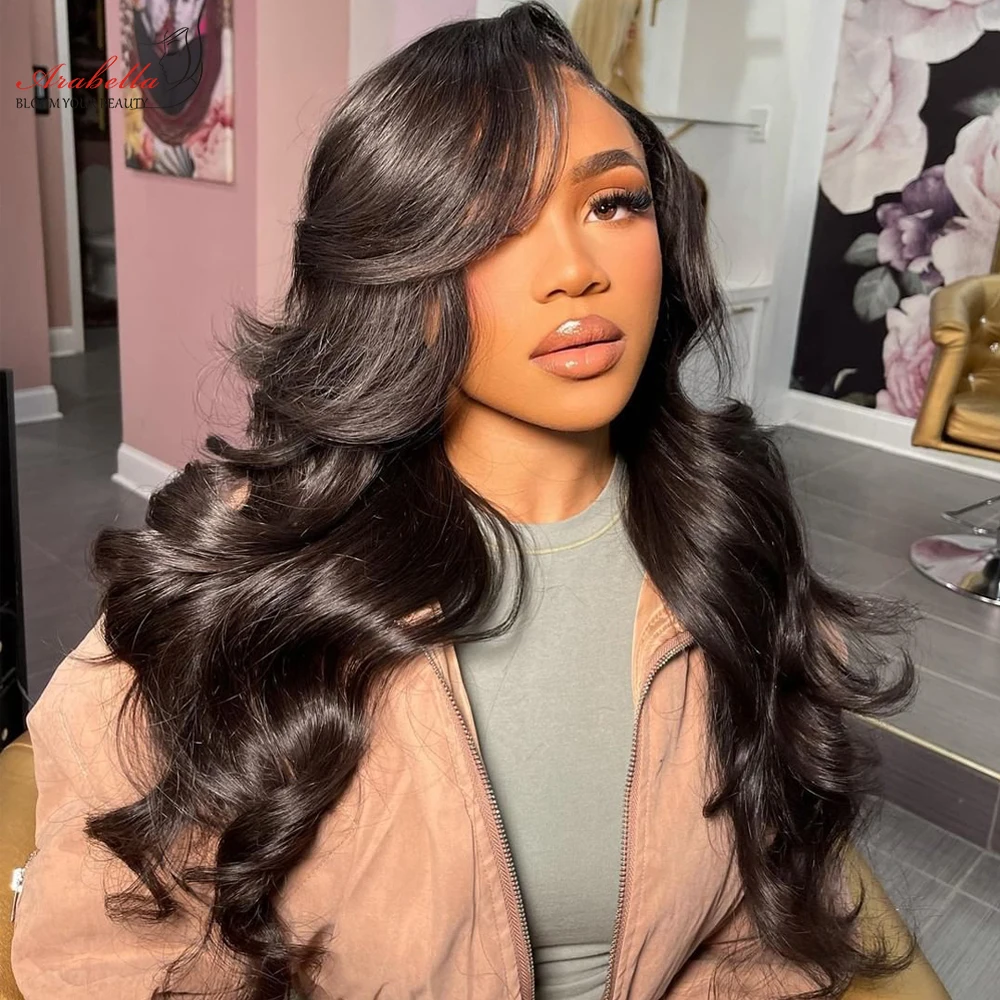 250 Density Body Wave Wig 13x4 Transparent Lace Frontal Wig 100% Human Hair Wigs With Baby Hair Bleached Knots Arabella Remy Wig