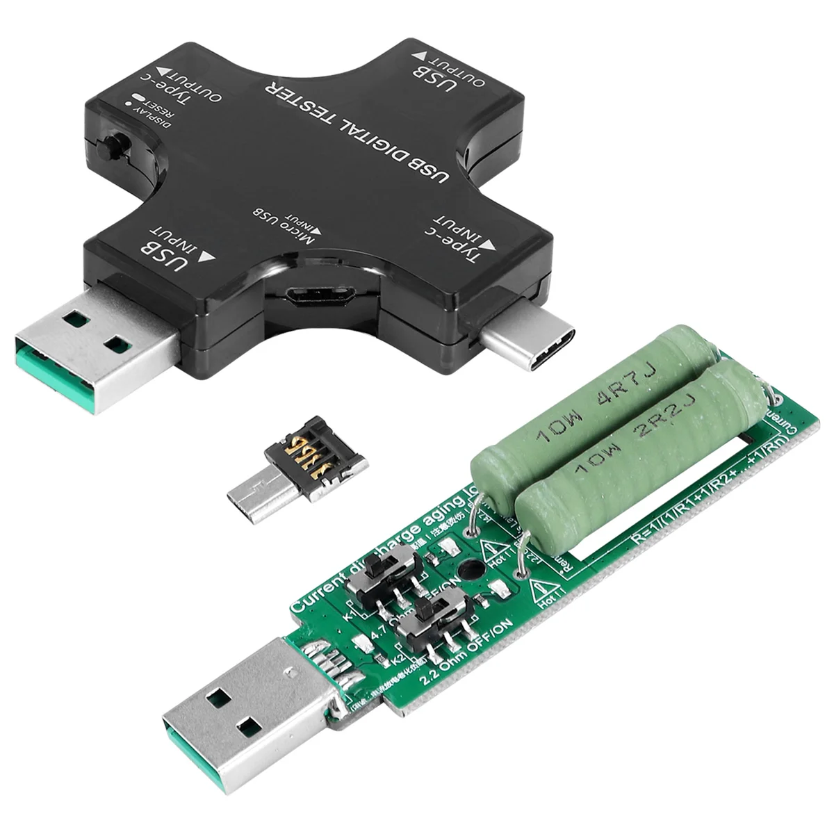 

USB C тестер, 2 в 1 USB тестер с цветным экраном IPS цифровой мультиметр, напряжение, ток, мощность, температура, с погрузчиком