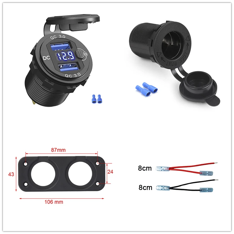 

Комплект «сделай сам» 2 в 1 панель с USB-выходом 12 В/24 В лодка морской водонепроницаемый прикуриватель и USB-адаптер