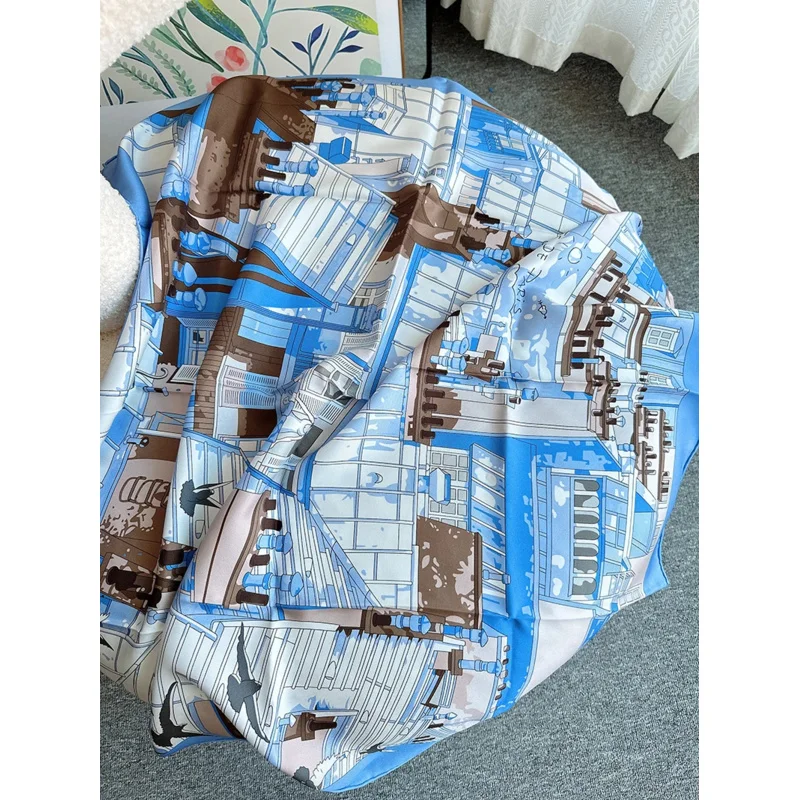 Двухсторонний Шелковый квадратный шарф женский роскошный известный бренд