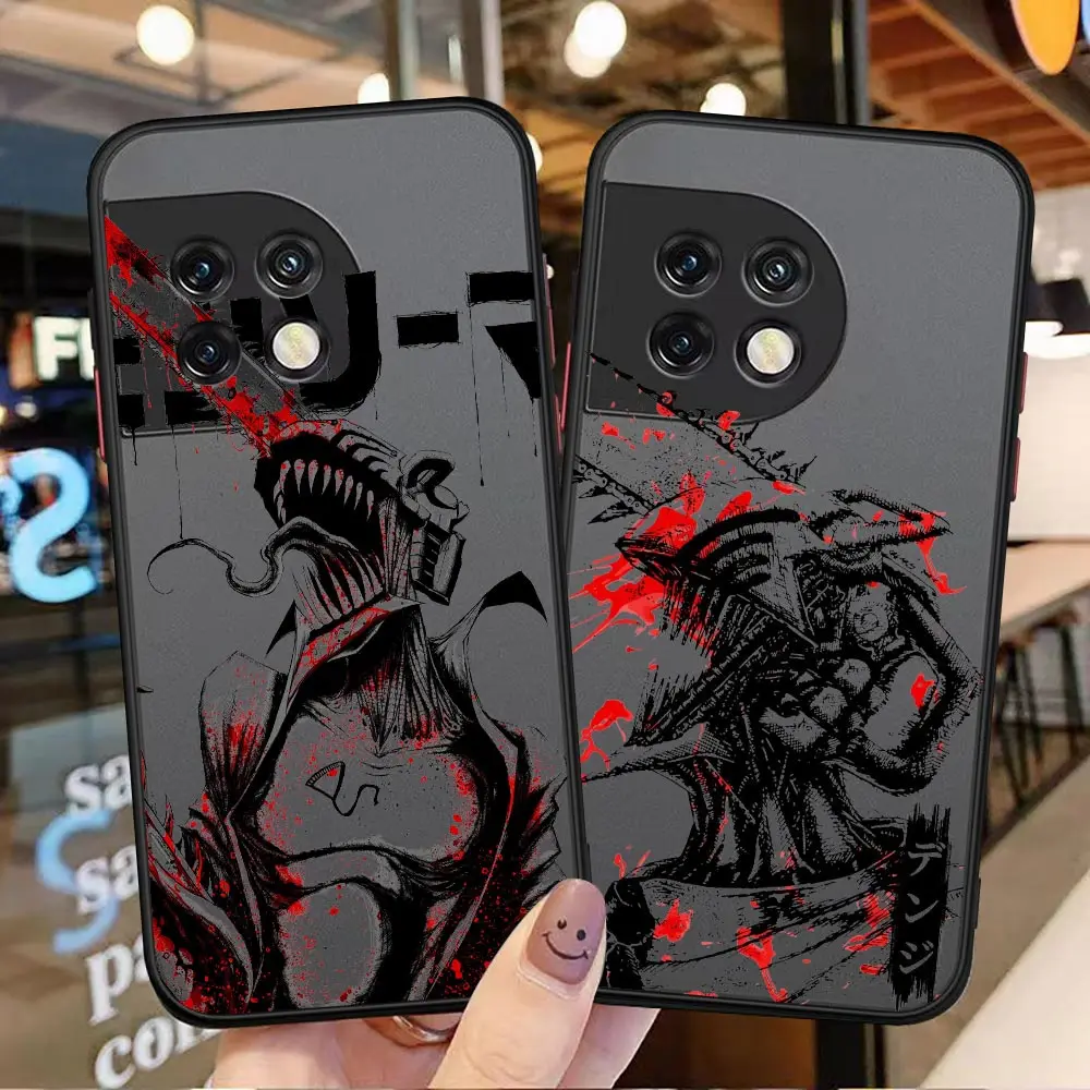 

Black Anime Chainsaw Man Matte Phone Case For OnePlus 10 9 8T 8 7T 7 6T 6 5T 5 Nord N100 N10 CE2 CE 2 5G Black Silicone Funda