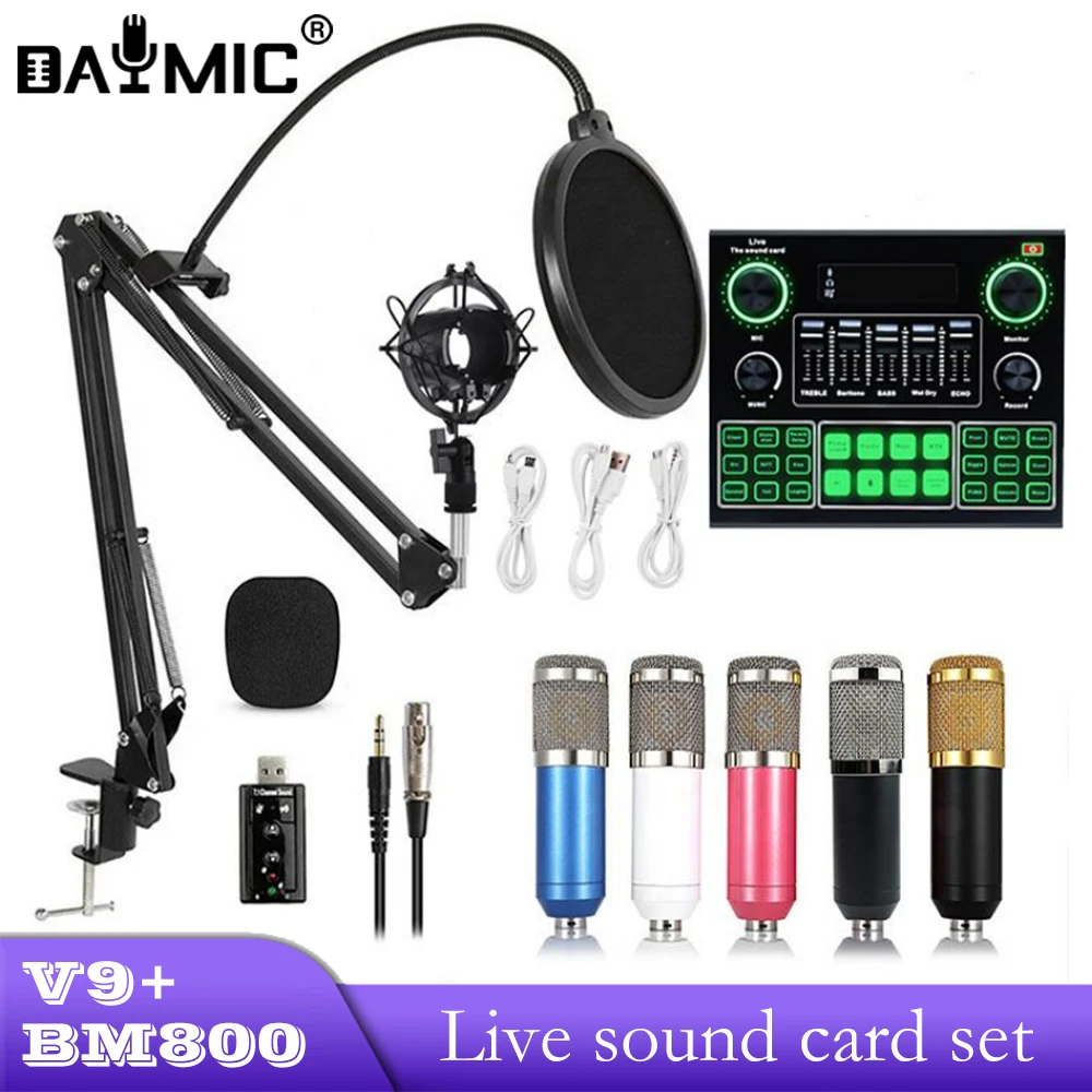 

Оптовая продажа, профессиональный конденсаторный микрофон, набор звуковых карт для проведения трансляций в режиме реального времени, оборудование для проведения трансляций