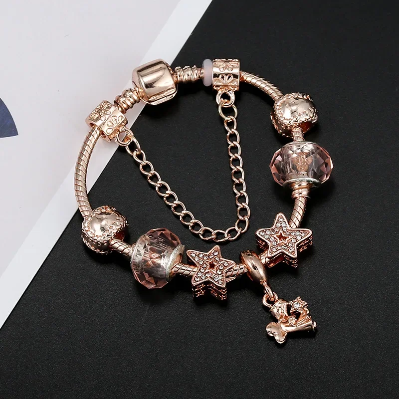 Популярный женский браслет из розового золота оптовая продажа DIY асимметричный с