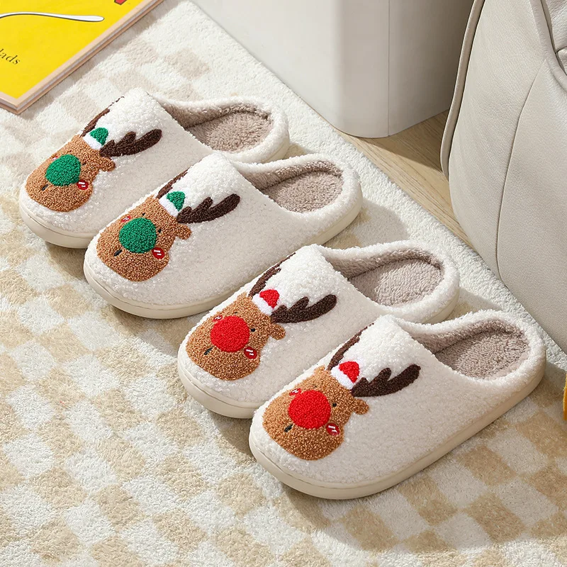 New Winter Warm Cotton Slippers Non-slip Breathable Wear-resistant Cotton Shoes Indoor Home Comfortable Plush Couples Slippers