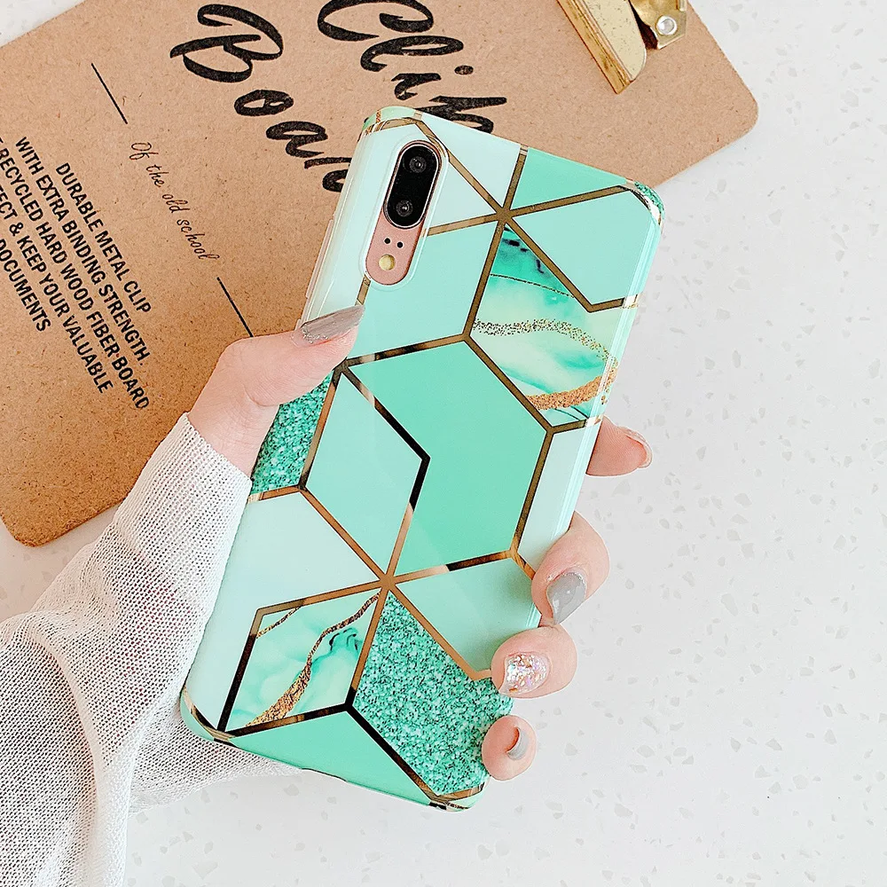 

Electroplating Geometry Applies To Mobile Phone Case For HUAWEI MATE P40 P30 P20Lite