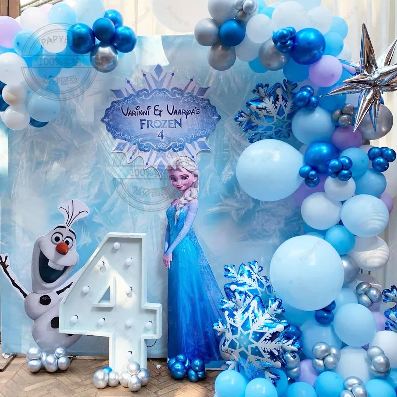 

113pcs Disney Frozen Elsa Princess Balloons Garland Arch kit with Snowflake Balloon for Baby Shower Birthday Party Decorations