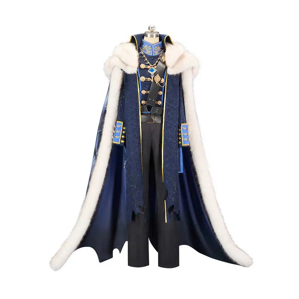 Игра Identity VAlva Lorenz Pustelnik Warden Косплей Костюм Длинный Меховой Воротник Плащ Жилет