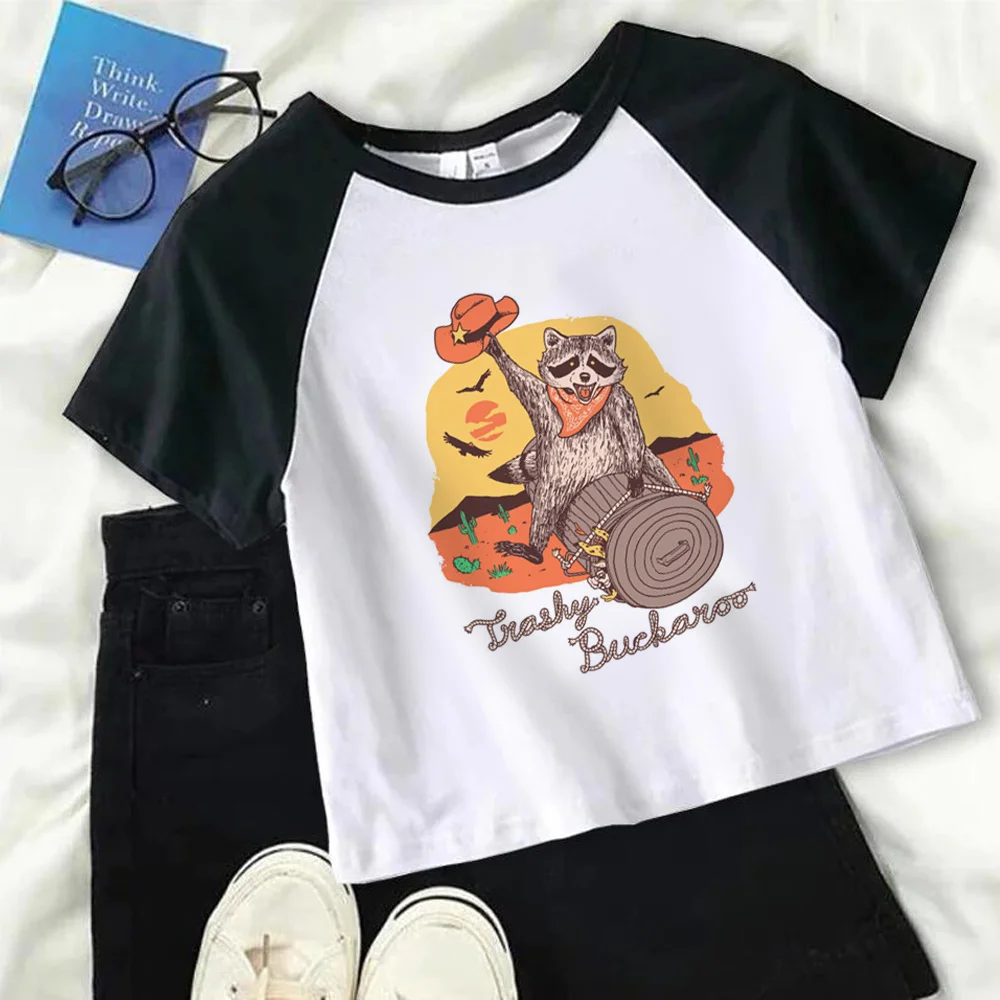 

УКОРОЧЕННЫЙ ТОП Raccoon cyber y2k, уличная одежда для девочек, укороченный топ в стиле хиппи, феи, Харадзюку