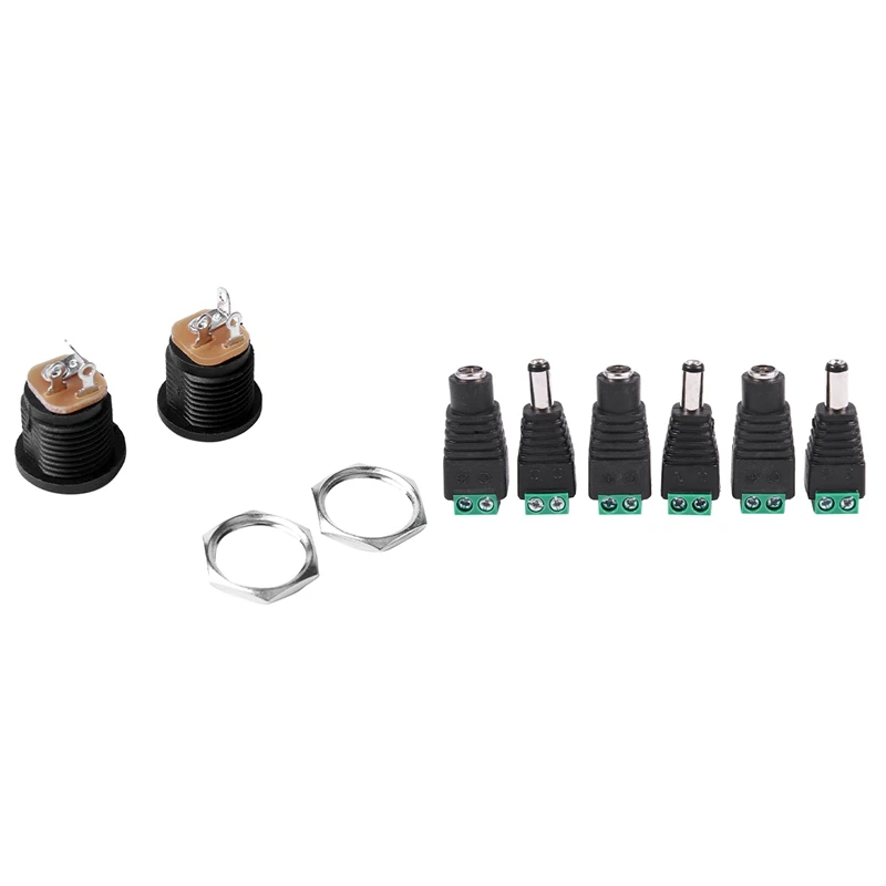 

6 Pcs 5.5X2.1Mm Female + Male CCTV DC Power Connector Adapter With 10 Pcs Panel Mount 2.1X5.5Mm Power Jack DC Socket