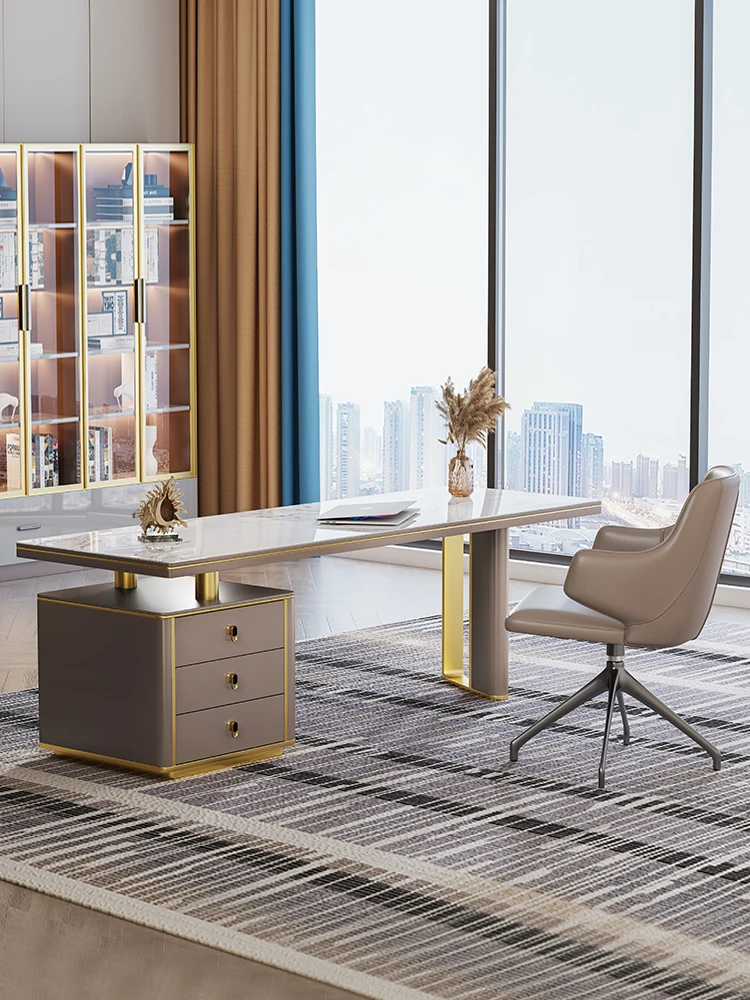 

Italian luxury Nordic designer's desk consulting table rock table books and chairs