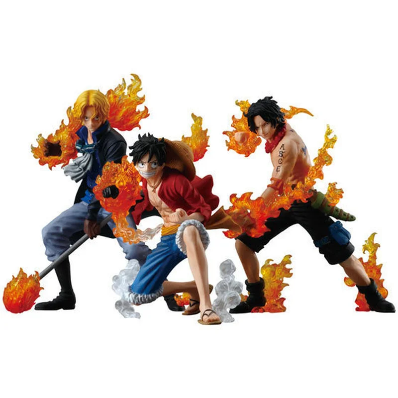 

One Piece Anime Figure Running Model Monkey D Luffy Portgas Ace Sabo Backpack Three Brothers PVC Action Dolls Collectible Model