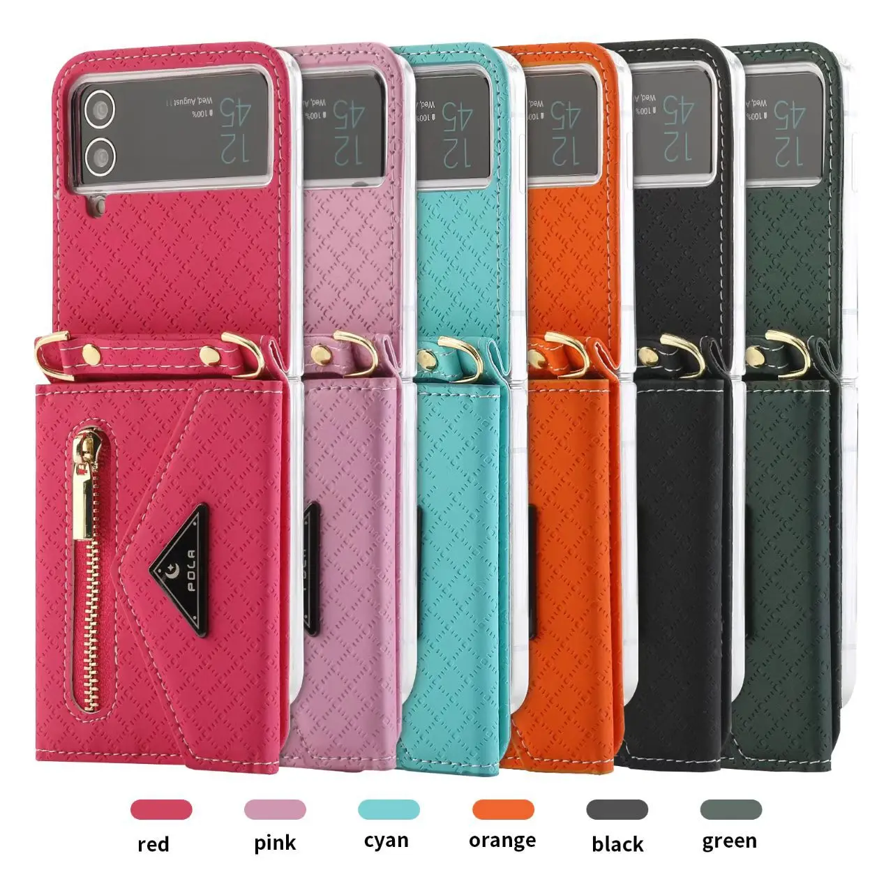 

Fashion Leather Case Wallet Case for Samsung Galaxy Z Flip 4 3 Shockproof Cover Wallet Crossbody Bag Lanyard Phone Case 플립4 케이스