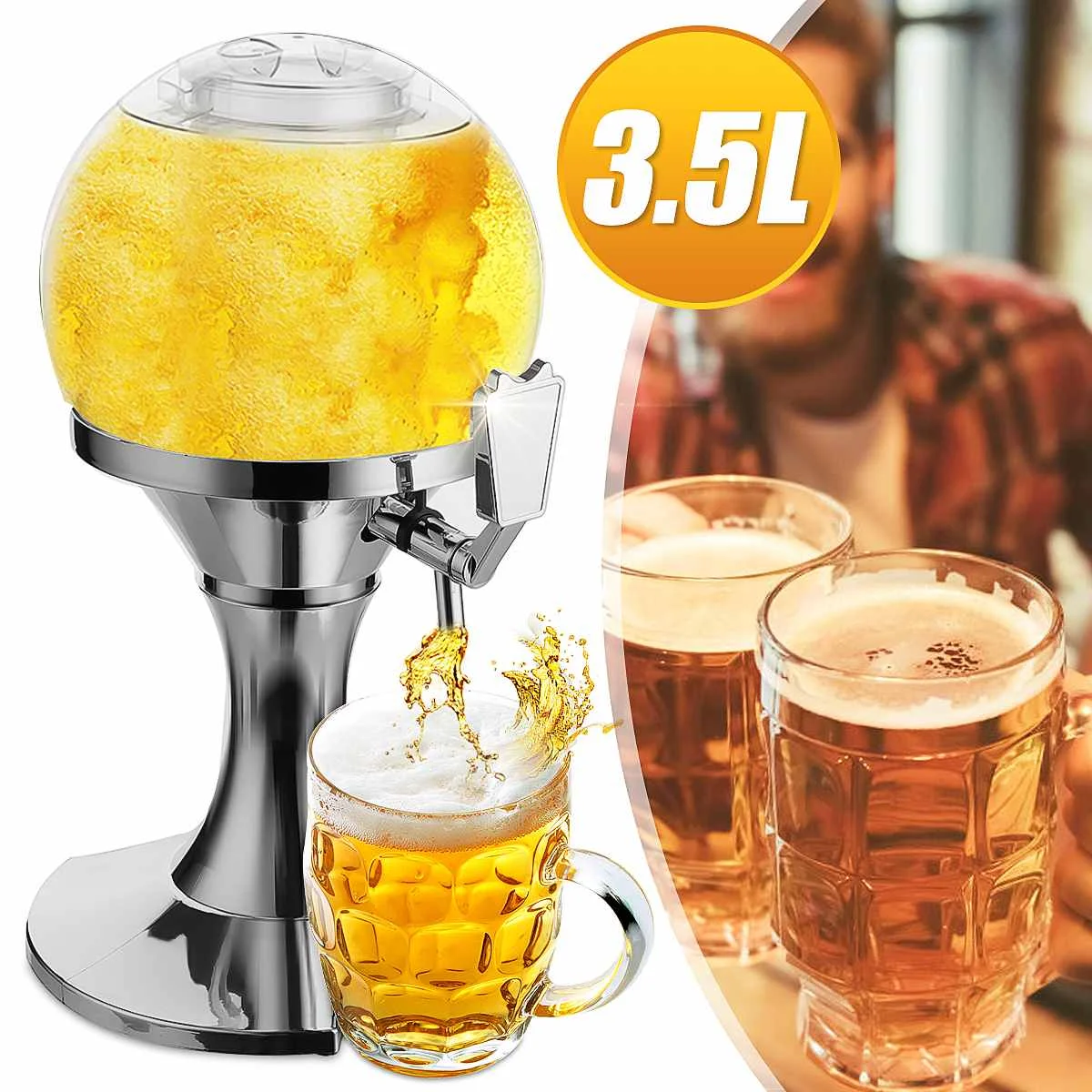 

3.5L Bar Beer Tower Dispenser Party Wine Beer Water juice Beverage Tabletops Home Bar Liquid Drinking Ice Core Container Pourer