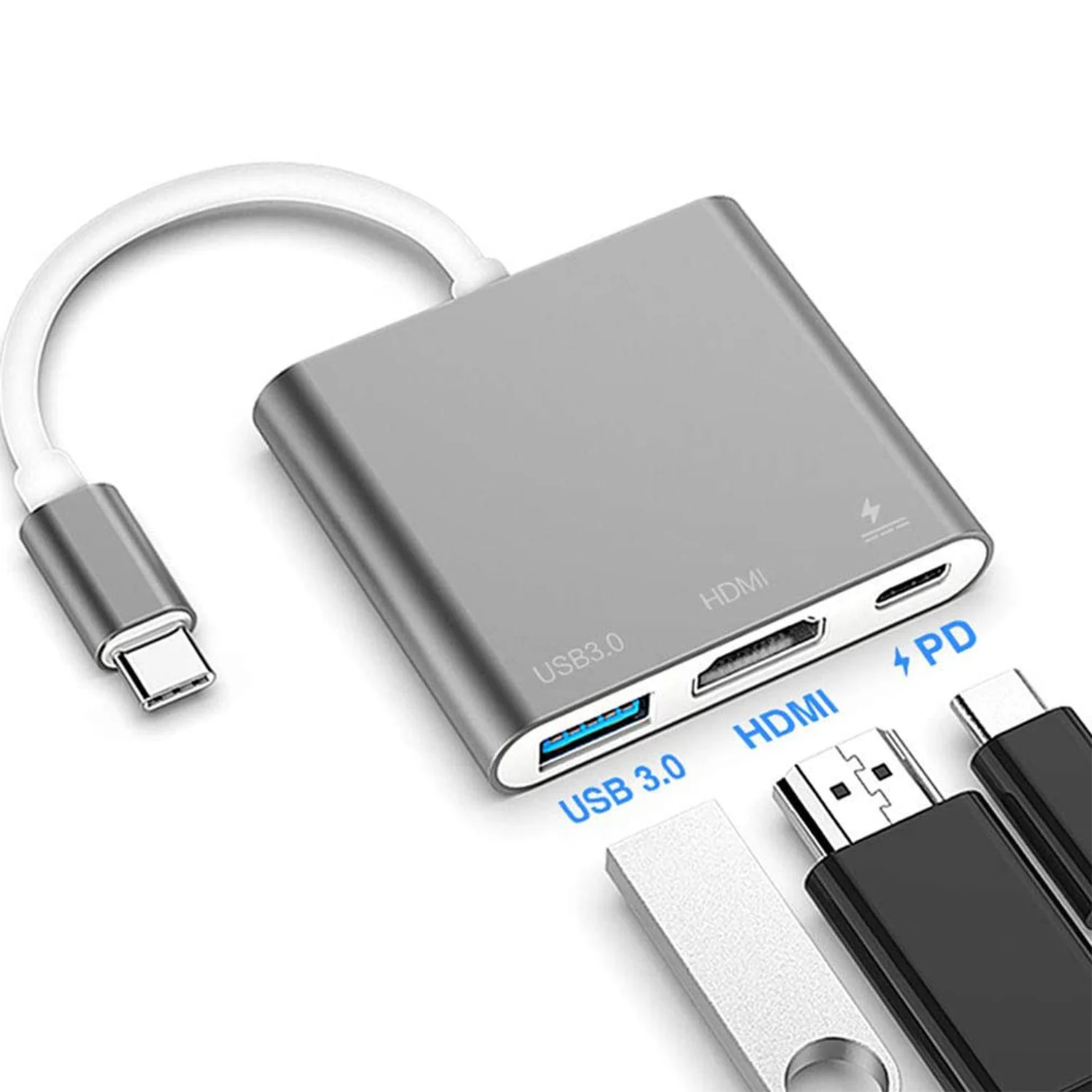 Type-C to HDMI three in one expansion dock hub splitter with charging usb-c3 1To HDMI converter