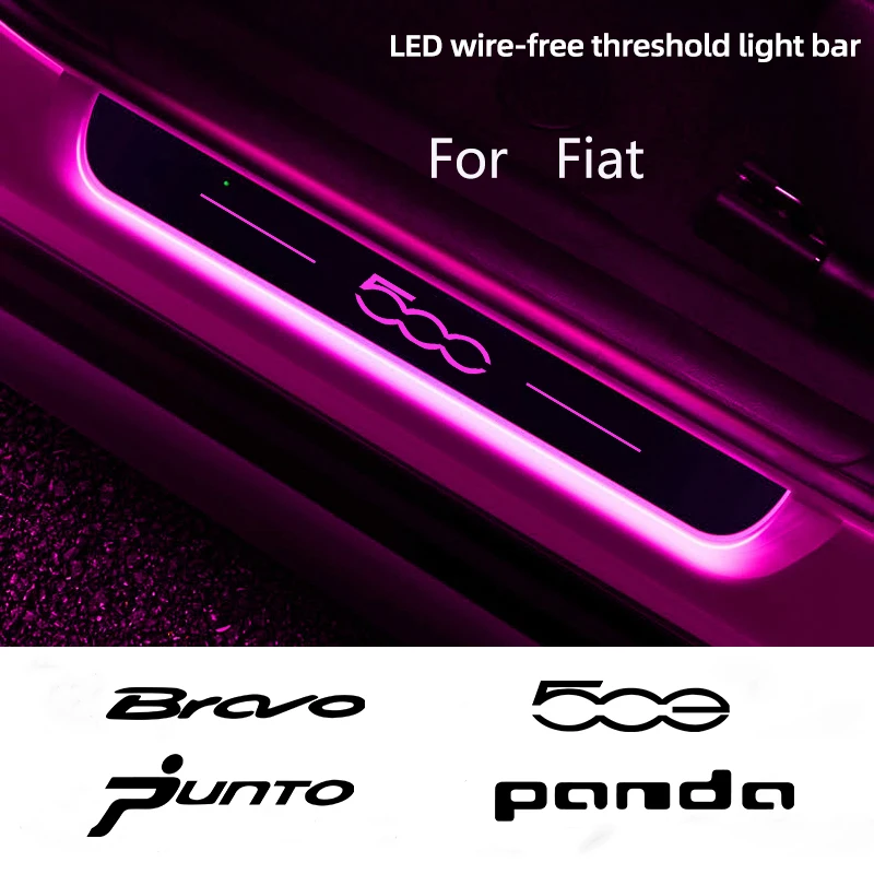 

Car Acrylic LED Welcome Pedal Plate Door Sill Pathway Light For Fiat 500 500e ABARTH PANDA PUNTO SEICENTO SIENA ARGO BRAVO IDEA